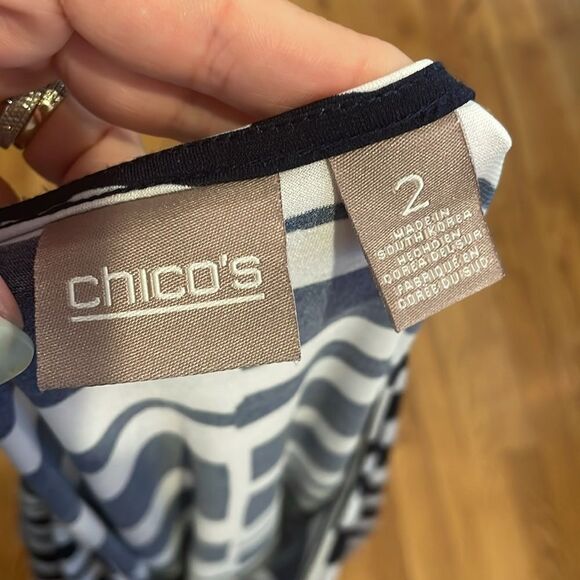 Chico’s Knit Kit Broken Stripe Fringe Top - Picture 5 of 6